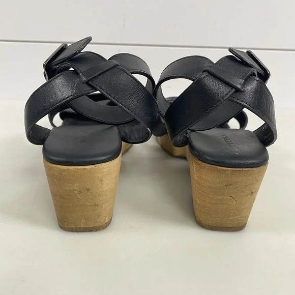 Everlane Shoes Womens Size 7 Sandals Clogs Platform Wooden Heel Buckle‎ Leather - Picture 7 of 15